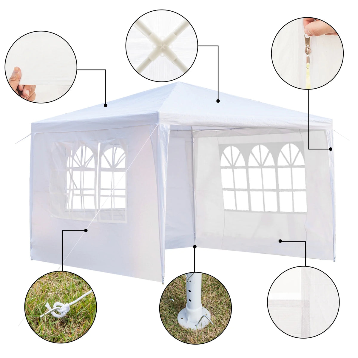 10'x10' Canopy Tent with 3 Removable Sidewalls J91070