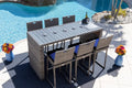 7-Piece Gray Resin Wicker Outdoor Patio Bar Set with Bar Table and Six Bar Chairs O8518