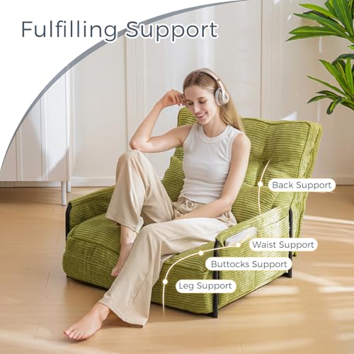 Beige Adjustable Floor Sofa with 2 Pillows L97338