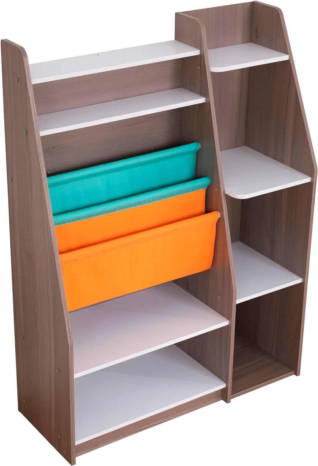 Wood Bookshelf with Slings and Shelves Q659