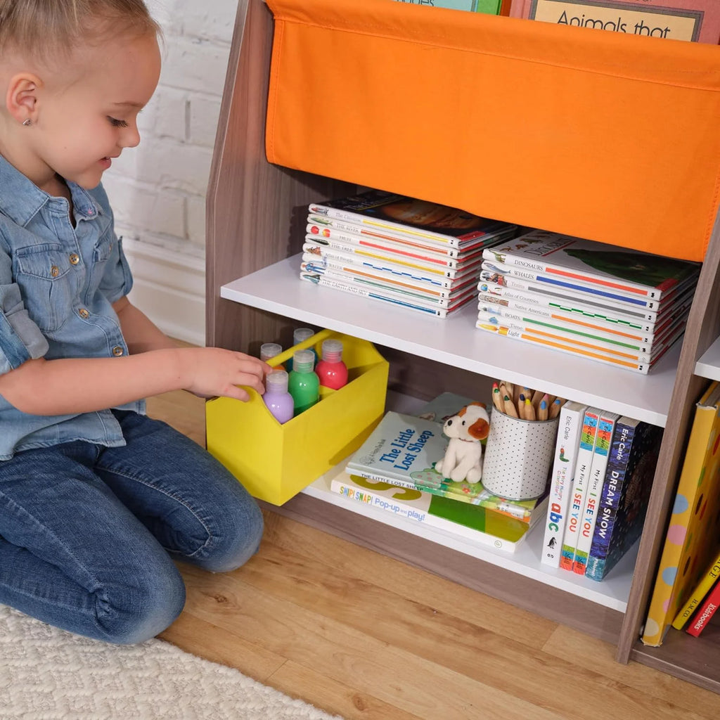 Wood Bookshelf with Slings and Shelves Q659