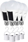 4 Pack LED Solar Rechargeable Emergency Light Bulbs, E26/E27 7W 6000k O618633