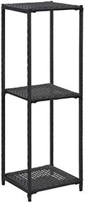 Black Standing Bookshelves Display Rack 11.8"x11.8"x35.4" Poly Rattan P7764