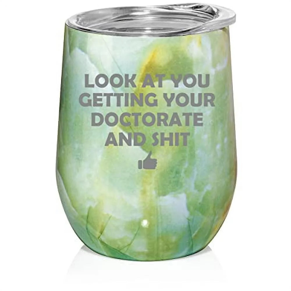 12 oz Double Wall Vacuum Insulated Stainless Steel Stemless Wine Tumbler with Lid T4624