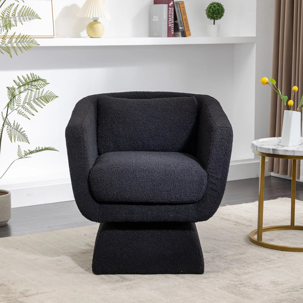 Boucle Swivel Accent Chair with Pillow D73257