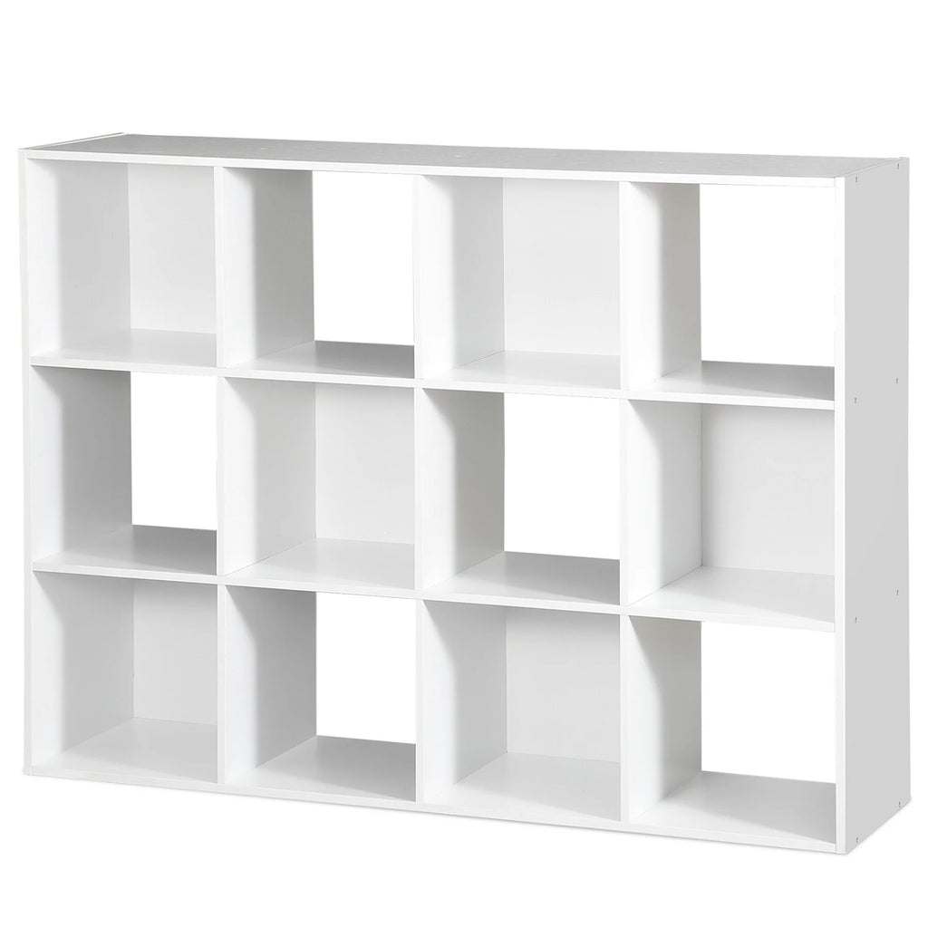 White 12 Cube Wood Storage Organizer A7033