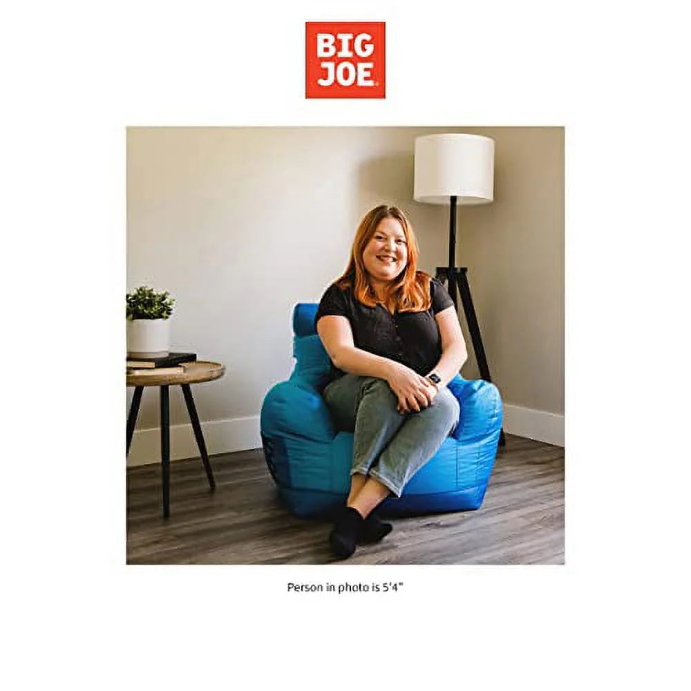 Two Tone Blue Bean Bag Chair with Drink Holder and Pocket E4983