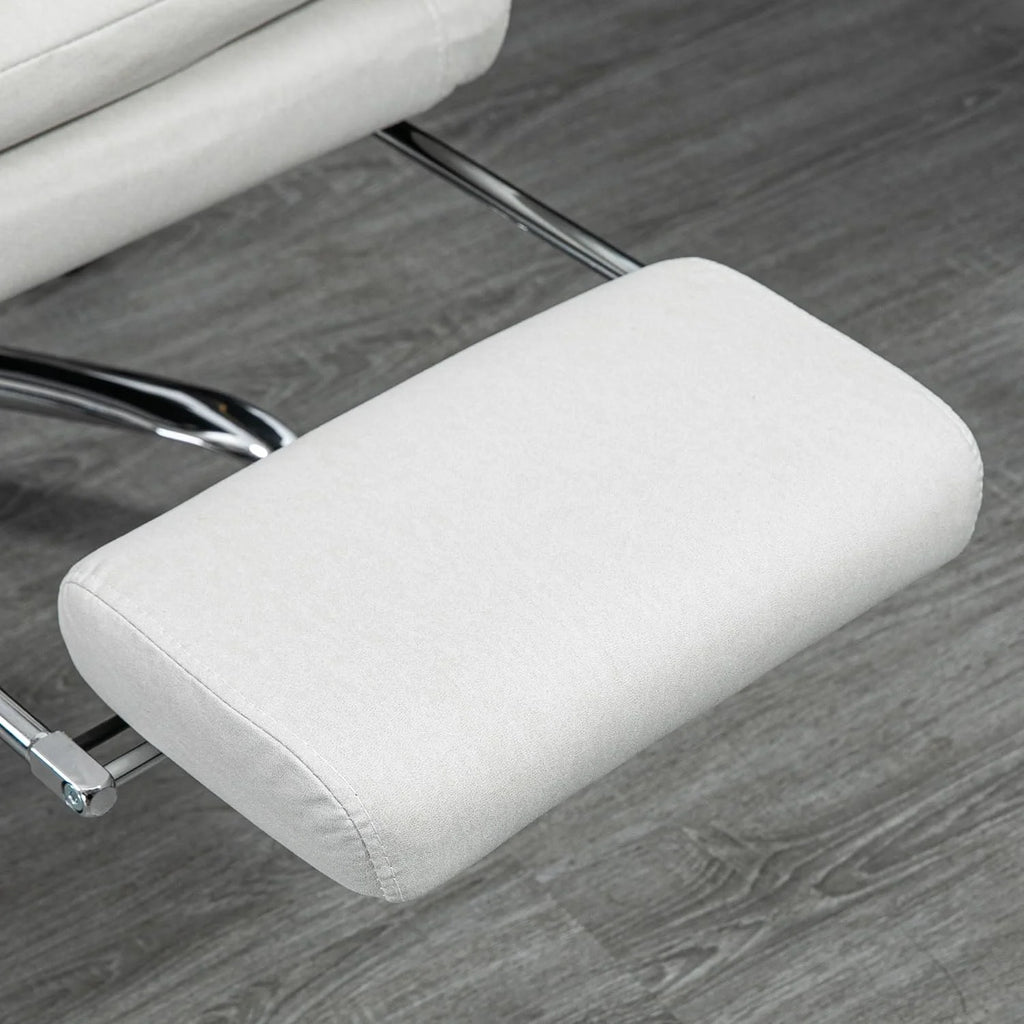 Cream White Microfibre Heated Reclining Massage Office Chair with Footrest P4835