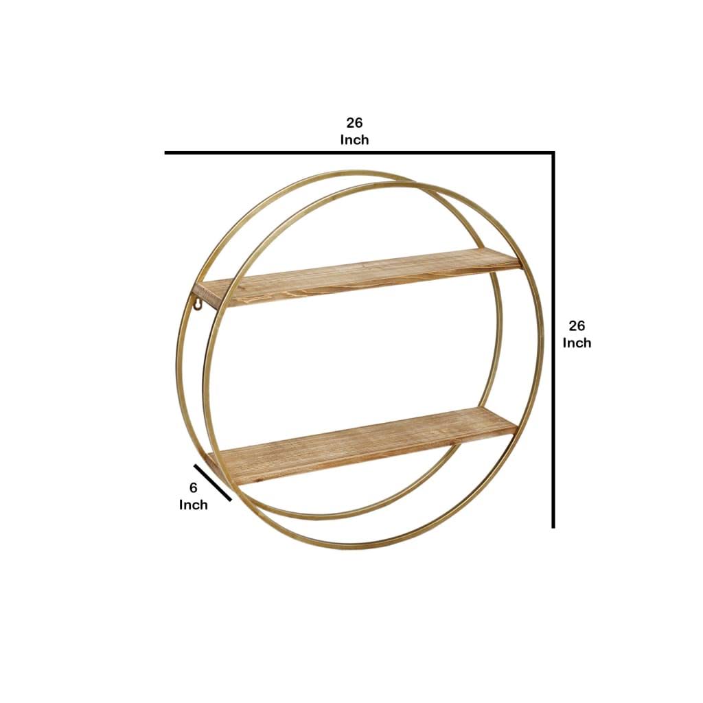 Gold Metal and Wood Wall Shelf R863