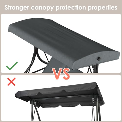 3-Seat Outdoor Patio Porch Swing with Adjustable Canopy & Backrest W929059