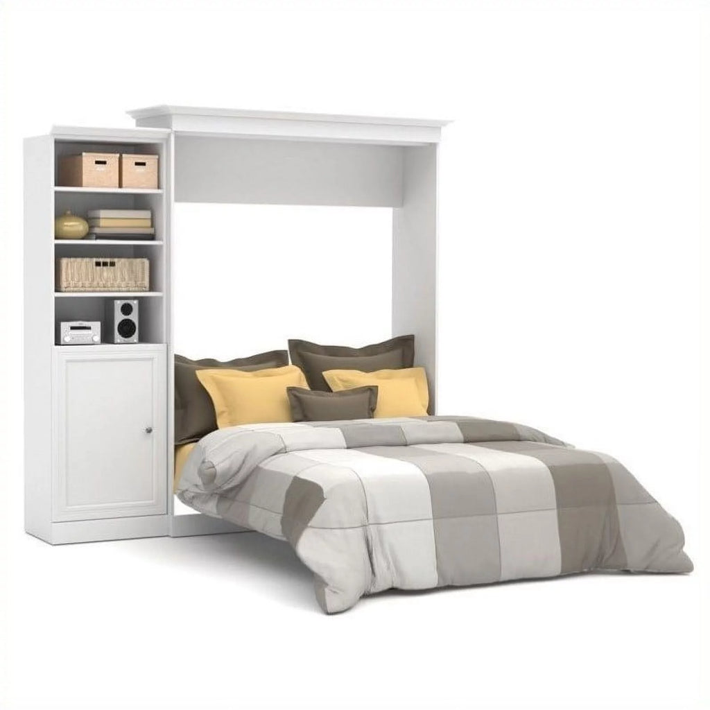 Queen Murphy Bed and Organizer with Doors in White Q16110