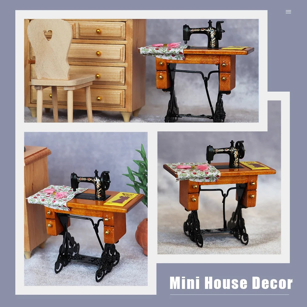 Metal Mini Dollhouse Sewing Machine Decor M958