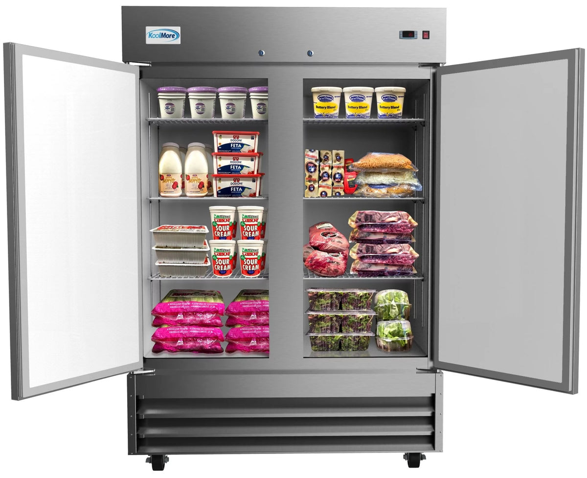 54 in Two Door Stainless Steel Reach-in Refrigerator Cooler I90132