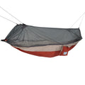 Nylon Mosquito Hammock with Attached Bug Net, 1 Person Red and Taupe, 115" L x 59" W E992