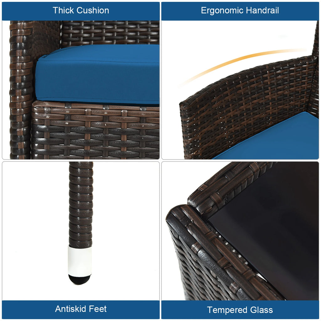 4 Pc Black Rattan Patio Furniture Set Y796