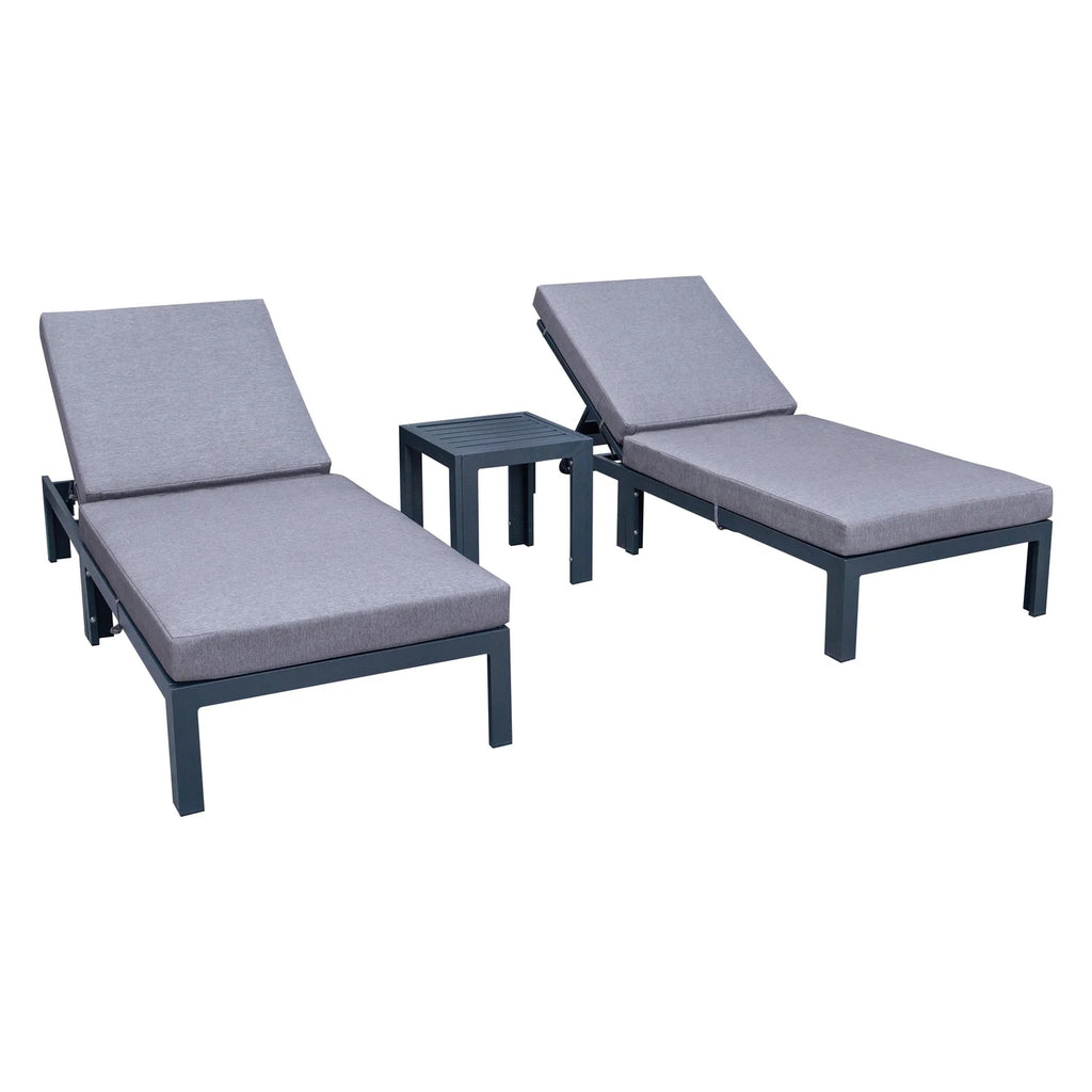 Outdoor Chaise Lounge Chair Set of 2 with Side Table & Cushions K90705