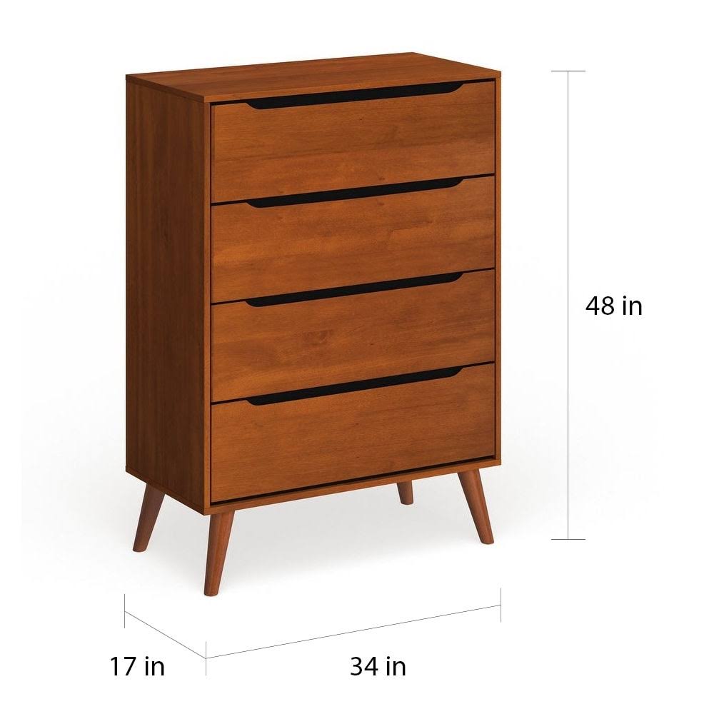 Grey Solid Wood 4-Drawer Chest O428