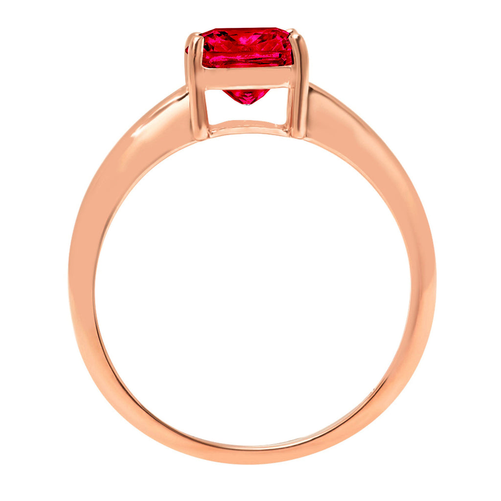 Cushion Cut Red Simulated Ruby 14k Rose Gold Ring Size 10.5 A91123