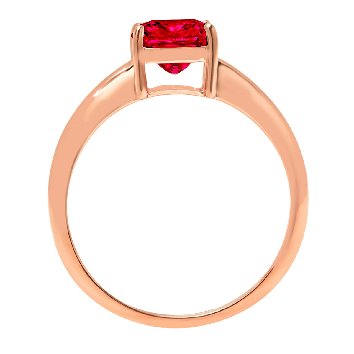 Cushion Cut Red Simulated Ruby 14k Rose Gold Ring Size 10.5 A91123