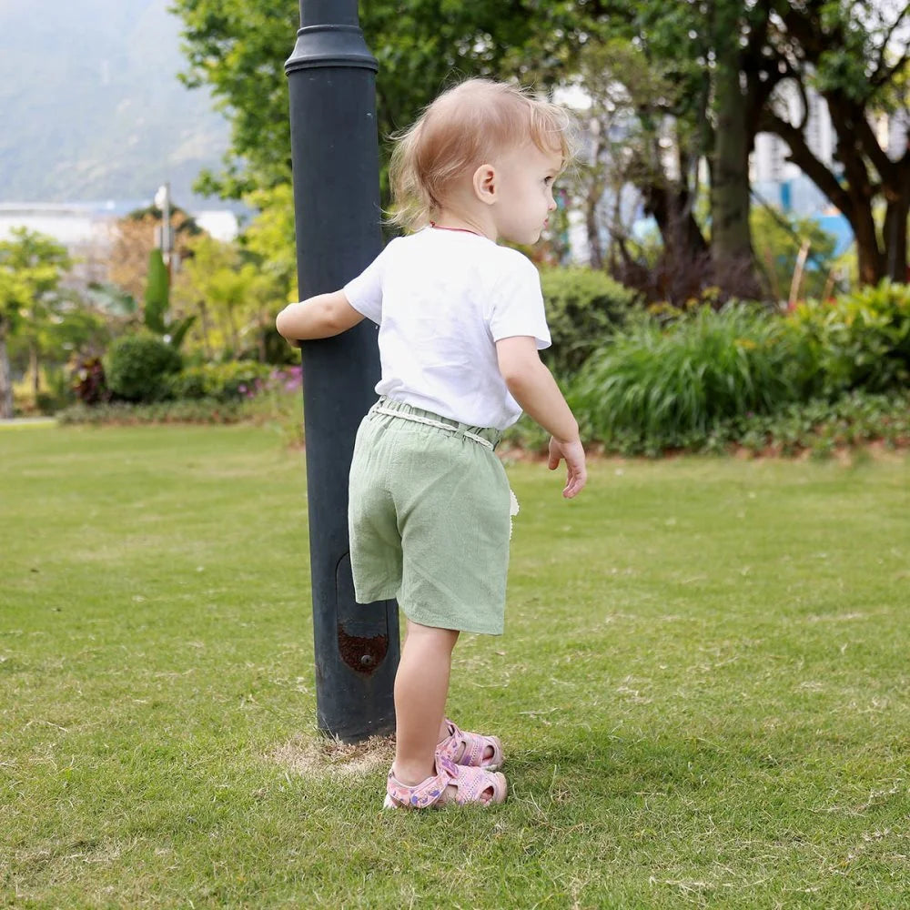 2pcs Set Linen Shorts Outfits with Belt D741597