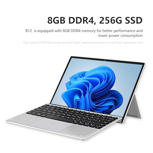 2-in-1 Touch-Screen Laptop 12.3" 3K IPS Tablet PC with Keyboard 8GB RAM 256GB SSD Silver I3821