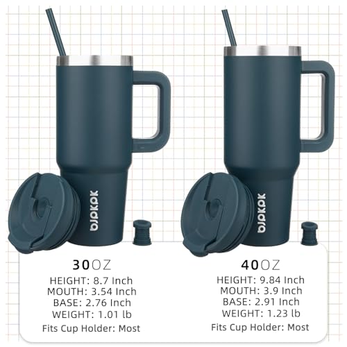 30 oz Stainless Steel Insulated Tumbler with Handle and Straw E6985