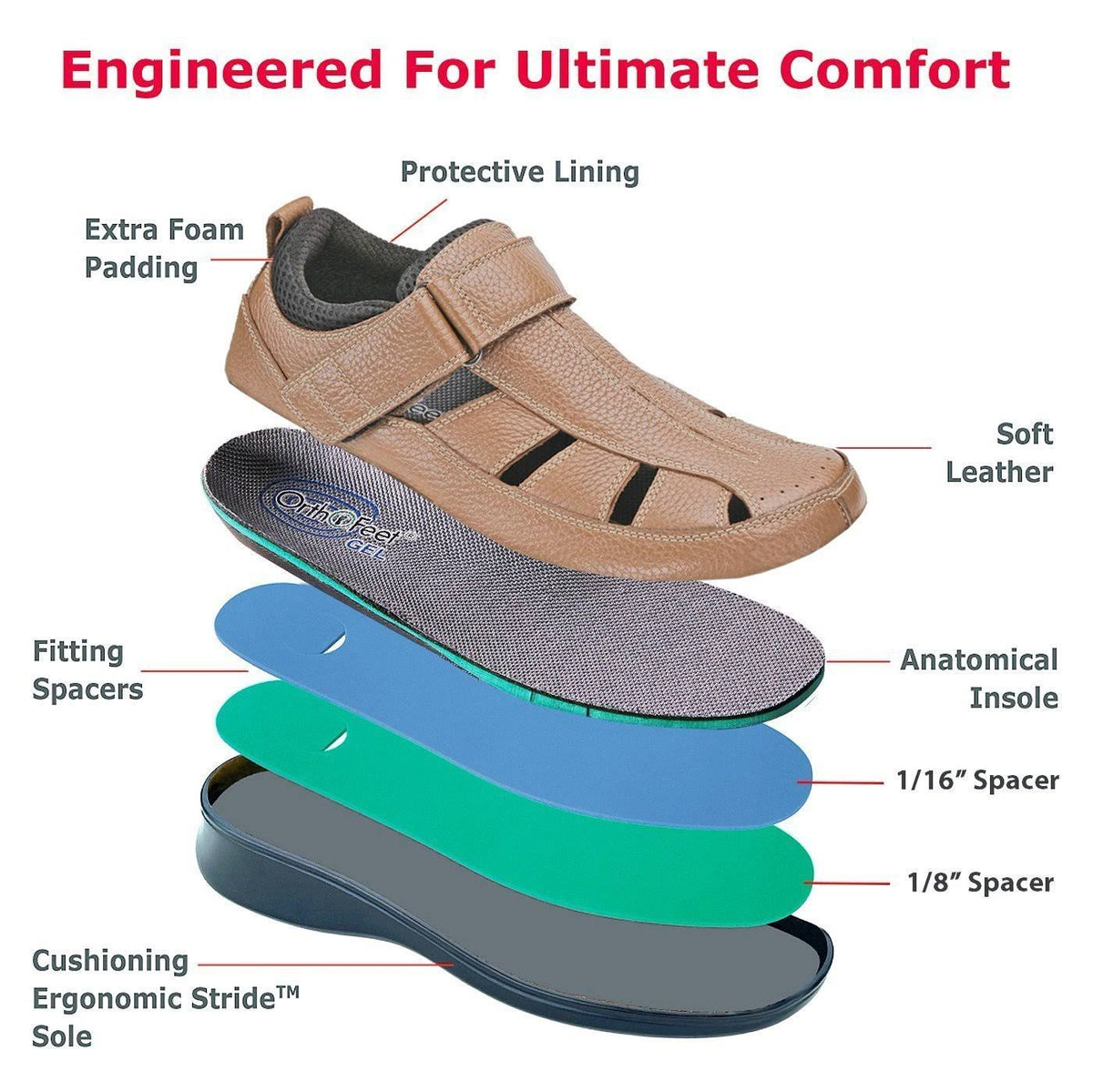Brown OrthoFeet Shoes E3382