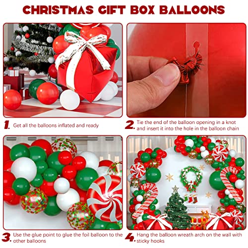Christmas Balloons Garland Arch Kit Red Green White Confetti Candy Cane Foil Balloons G867