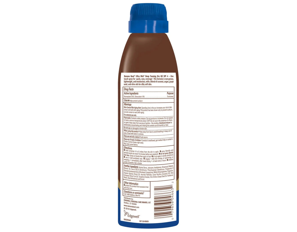 Deep Tanning Dry Oil Clear Spray SPF 4 Sunscreen, 6 oz D51435