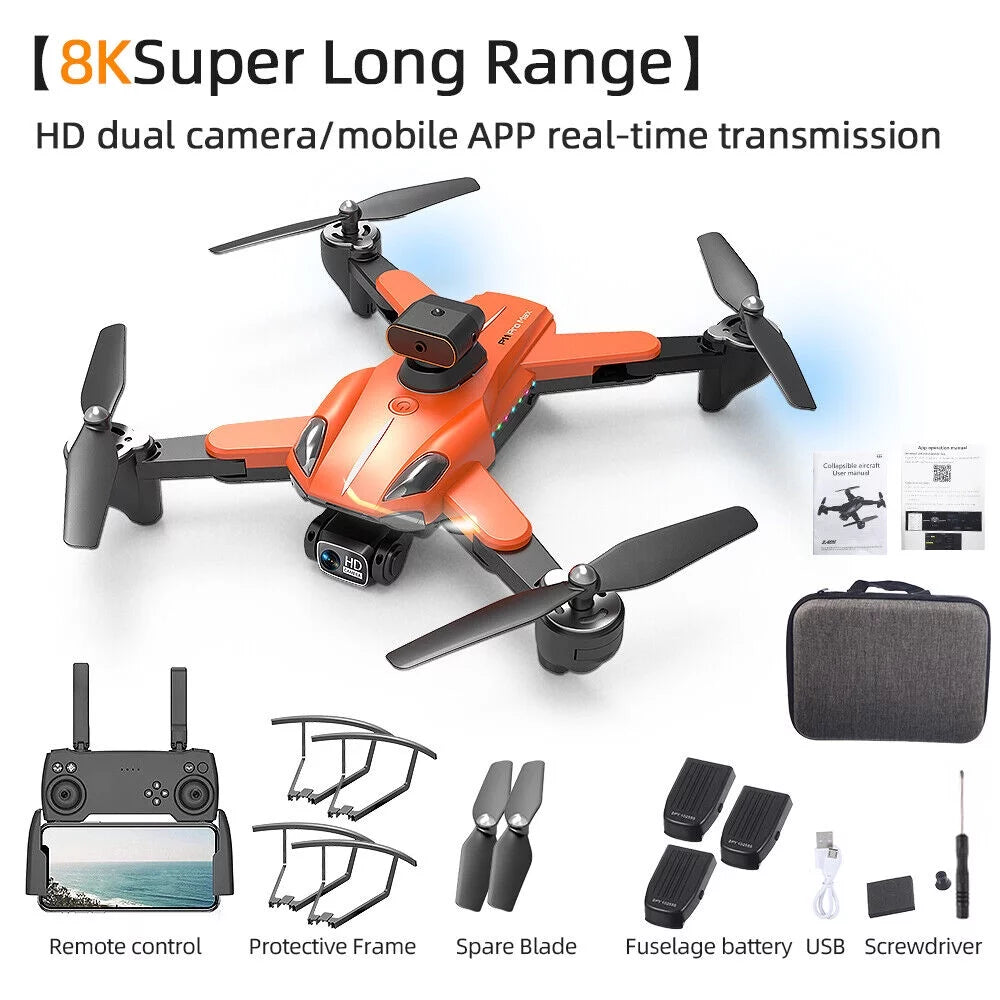 Orange Foldable 8K Dual Camera Drone M75838