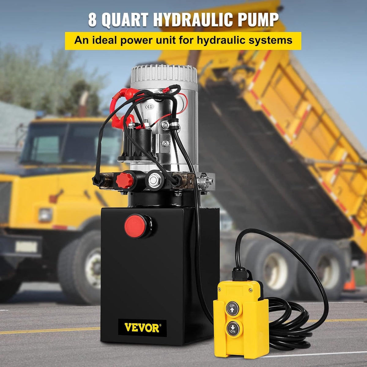 Hydraulic Power Unit 8 Quart Double Acting 12V DC Metal Oil Reservoir C207693