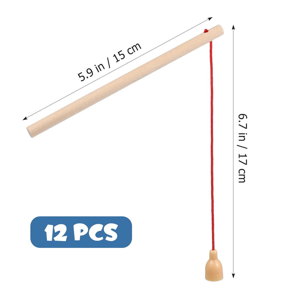 12 Pcs Wooden Fishing Poles Q439329