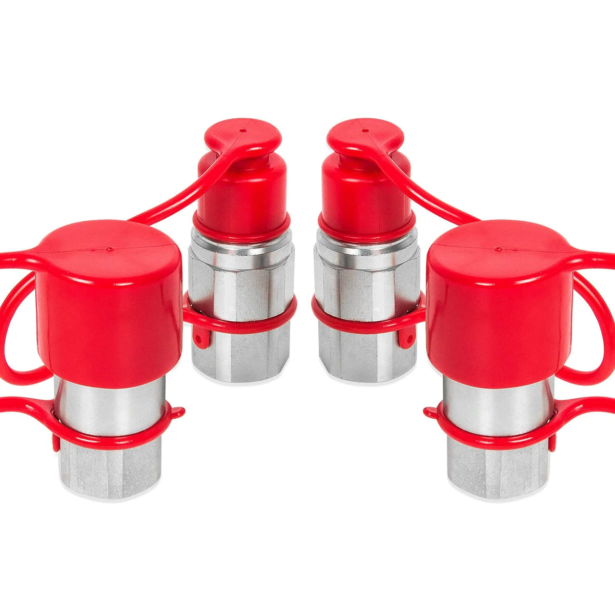 1/2" NPT Flat Face Hydraulic Quick Connect Couplers Set with Dust Caps B83664