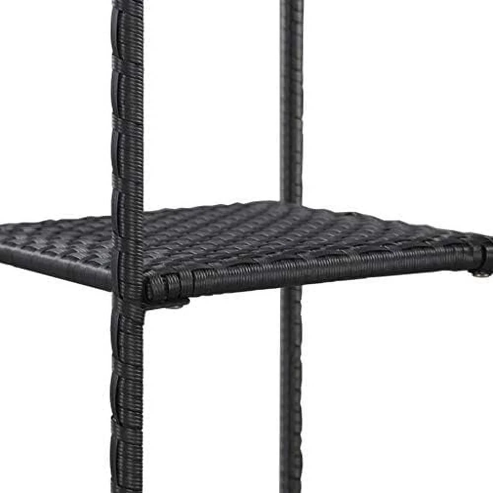 Black Standing Bookshelves Display Rack 11.8"x11.8"x35.4" Poly Rattan P7764