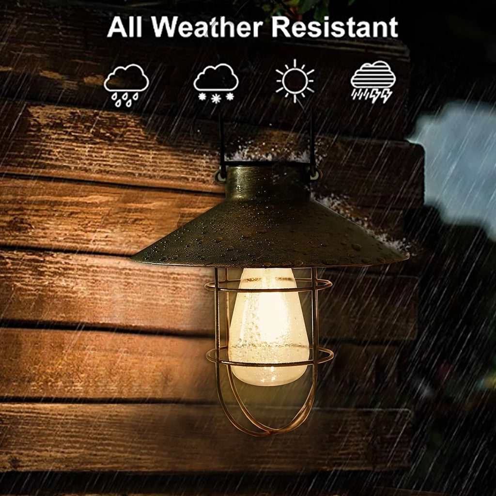 Metal Hanging Solar Lantern Waterproof with Edison Bulb F725