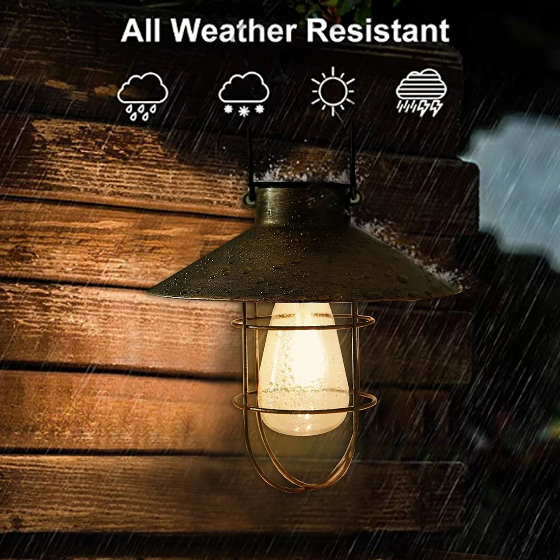 Metal Hanging Solar Lantern Waterproof with Edison Bulb F725