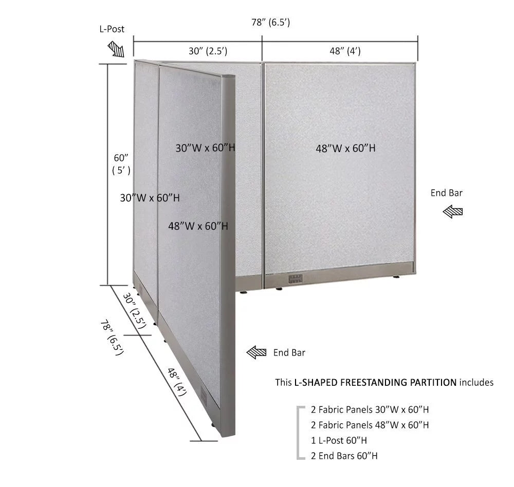 L-Shaped Freestanding Office Partition H38383