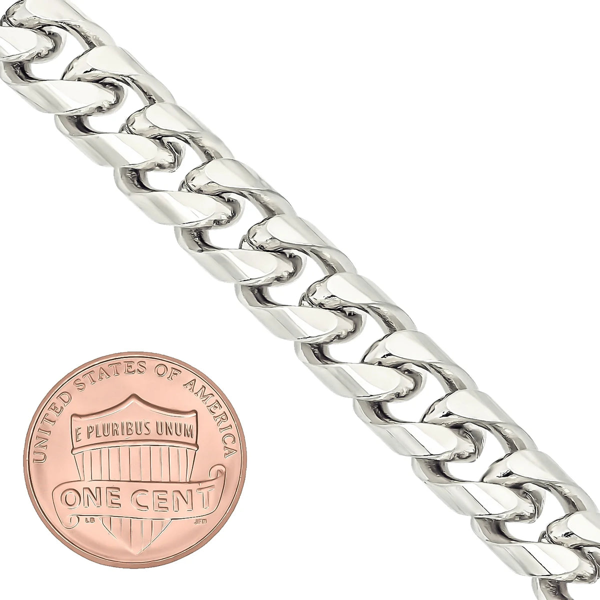 Rhodium Plated Flat Curb Chain Bracelet, 8 inches N893779