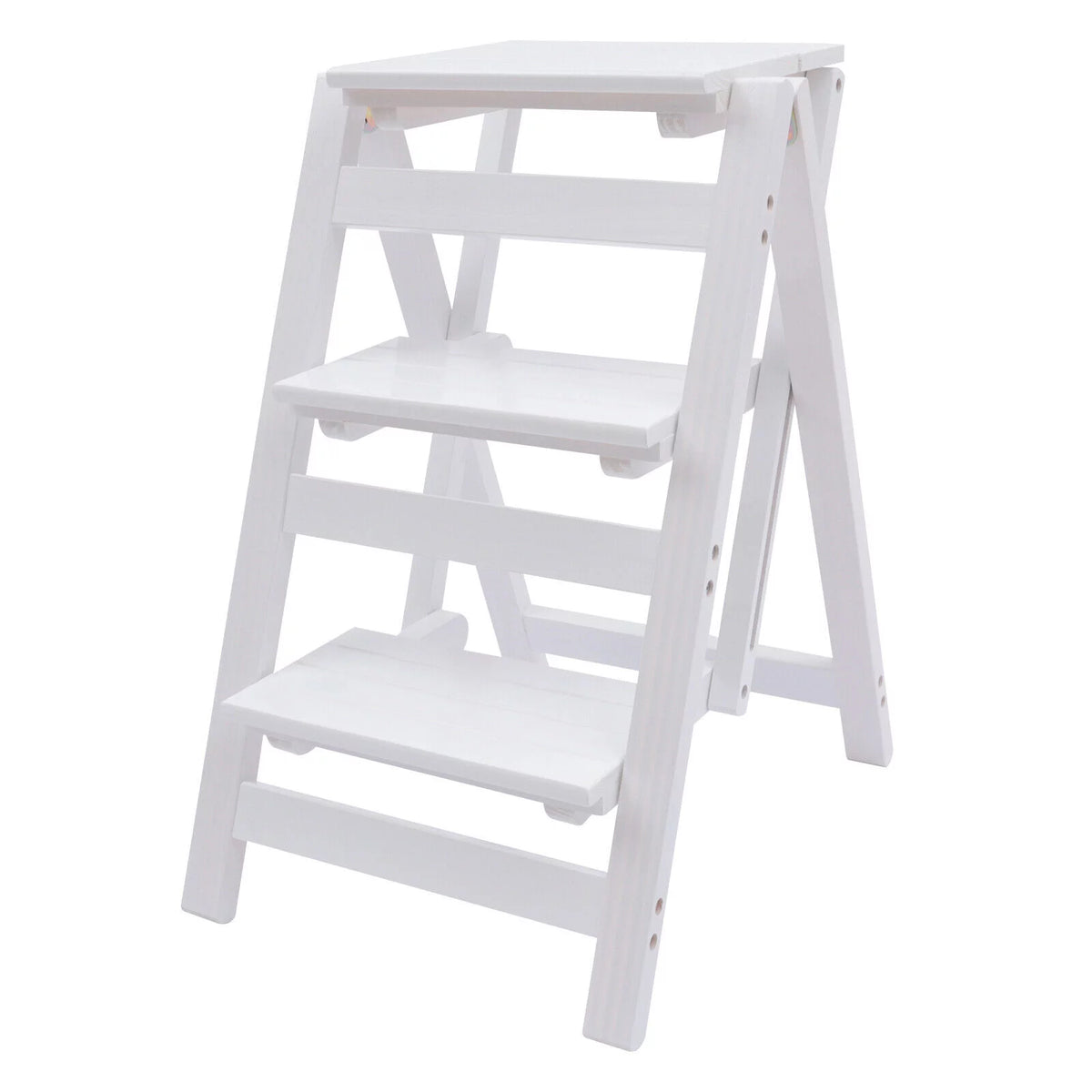 Folding Wooden Step Stool Anti-Slip White K8989