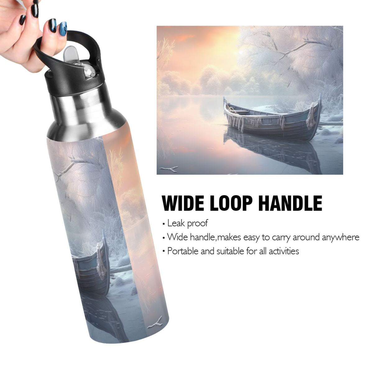 Insulated Stainless Steel Water Bottle with Straw Lid, 20 oz N6380