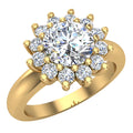 18K Gold Floral Halo Engagement Ring T997