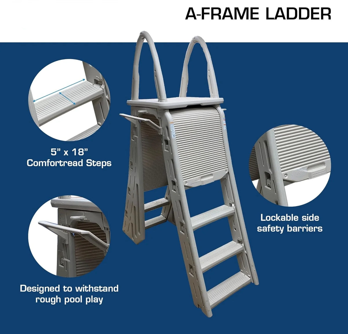 Adjustable A Frame Safety Ladder with Step Barrier F539