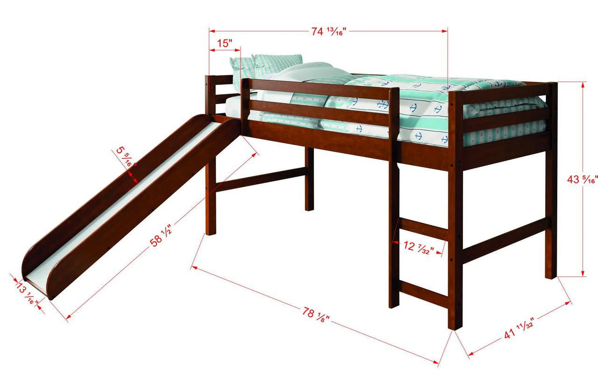 Twin Solid Wood Low Loft Bed H9010