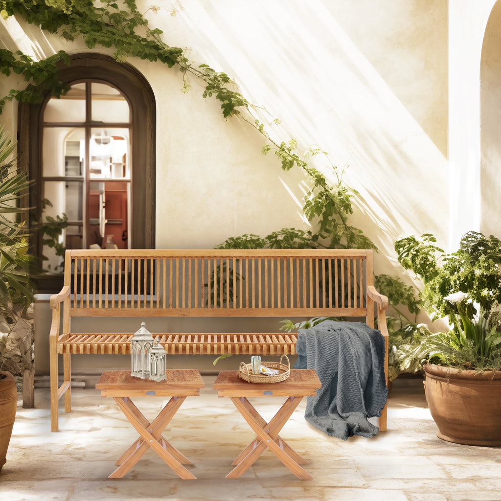 Teak Wood Outdoor Bench with Arms K17662
