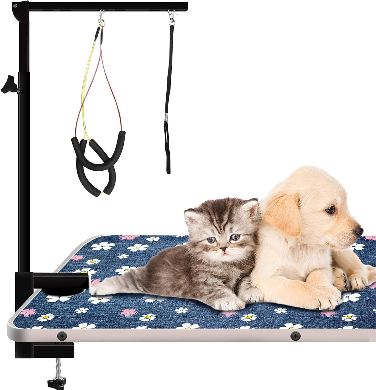 Dog Grooming Arm with Clamp Portable Two Grooming Arms 41 inch Height Adjustable Dark Grey E3201