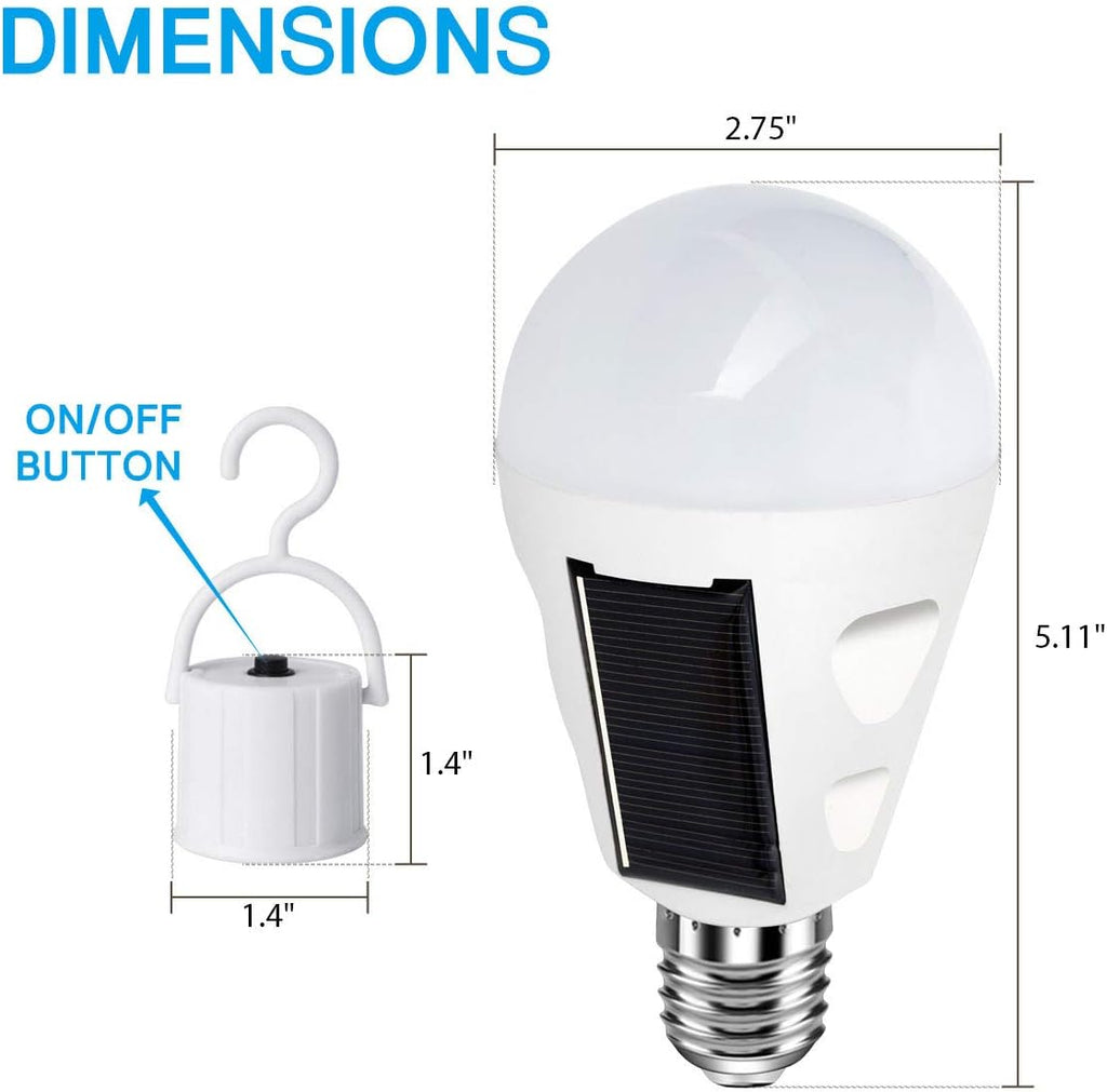 4 Pack LED Solar Rechargeable Emergency Light Bulbs, E26/E27 7W 6000k O618633