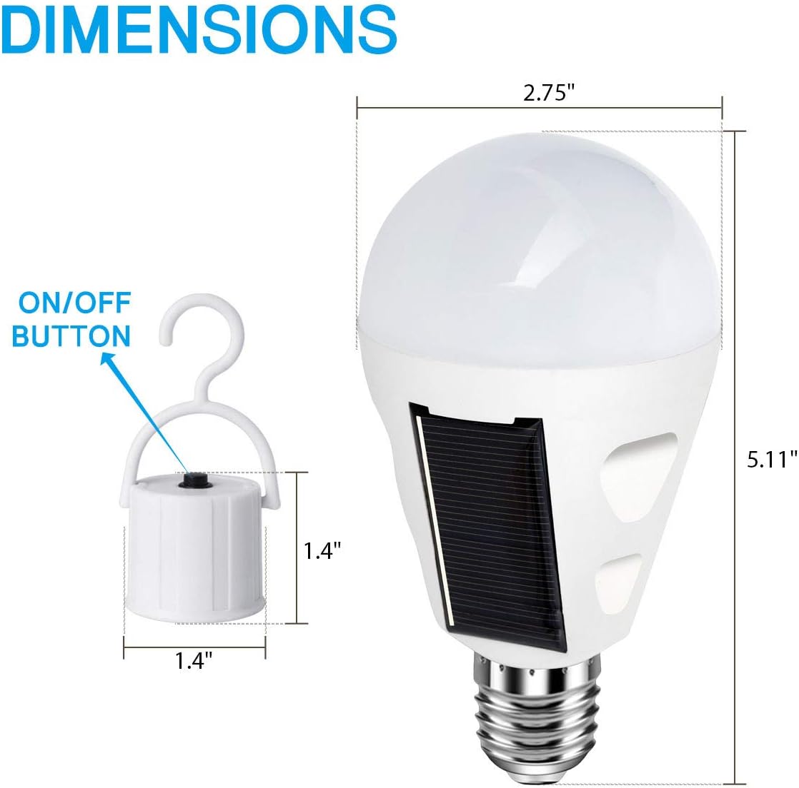 4 Pack LED Solar Rechargeable Emergency Light Bulbs, E26/E27 7W 6000k O618633