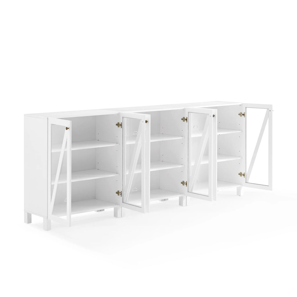 White Wood Media Storage Cabinet Set of 3 Y50652