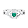 Emerald Crossover Ring with Diamond, 1 CT, 18K White Gold, US 12.50 Y578105