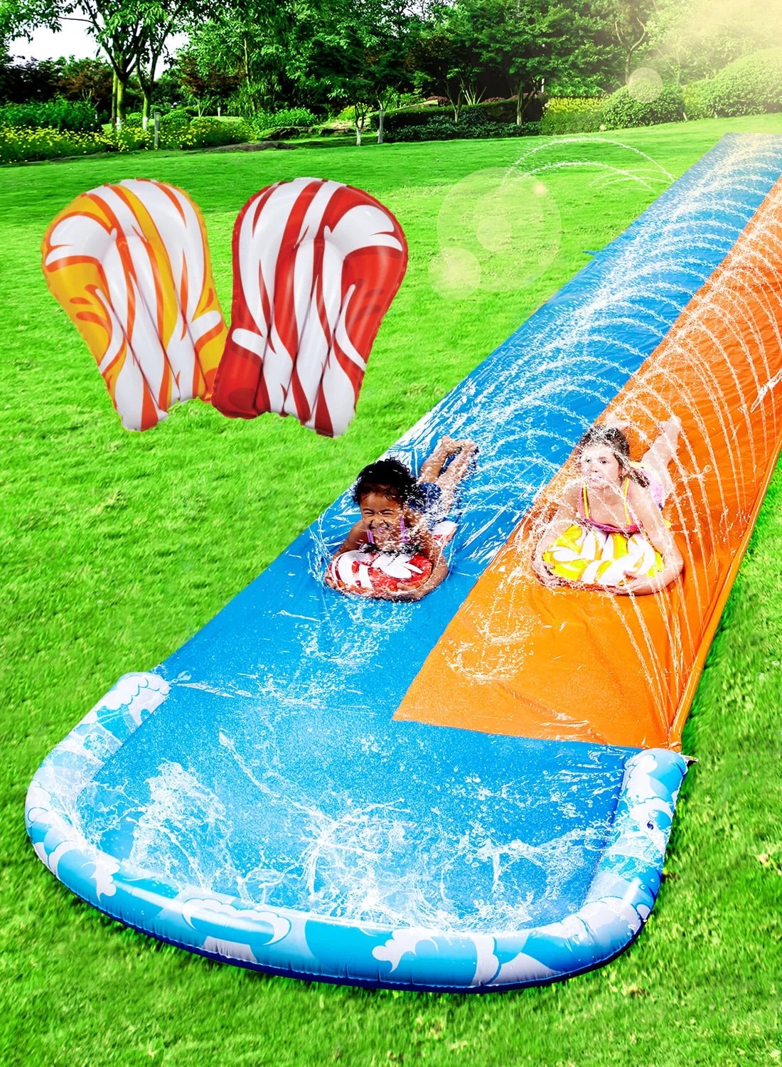 22.5ft Water Slides and 2 Bodyboards P640